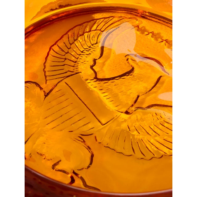 Vintage ExtraLarge Federal Eagle Amber Glass Ashtray Chairish