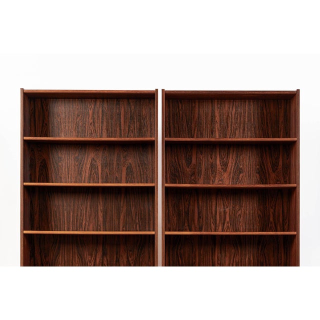 Mid-Century Modern Pair of Mid Century Scandinavian Modern Tall Rosewood Bookcases For Sale - Image 3 of 18