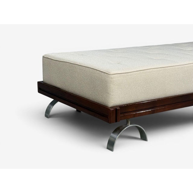 Martin Borenstein, Daybed, Walnut, Steel, Beige Upholstery, Usa, 1960s For Sale - Image 11 of 12