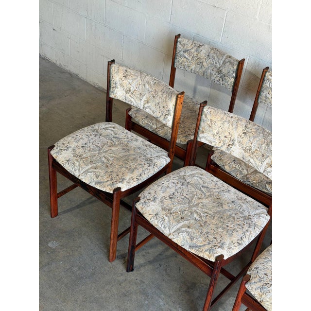 Rosewood Dining Chairs Set of 6 Upholstered Seat Denmark 1960s For Sale In Los Angeles - Image 6 of 10