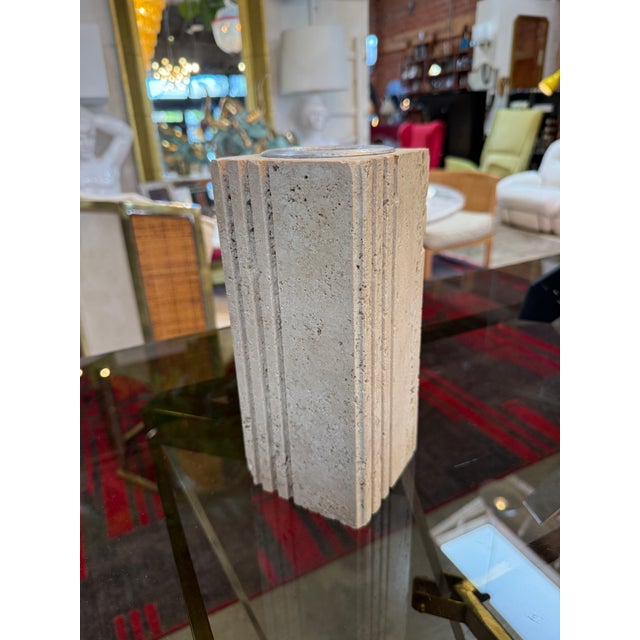 1970s Fratelli Mannelli Italian Travertine Sculptural Vase For Sale - Image 5 of 8