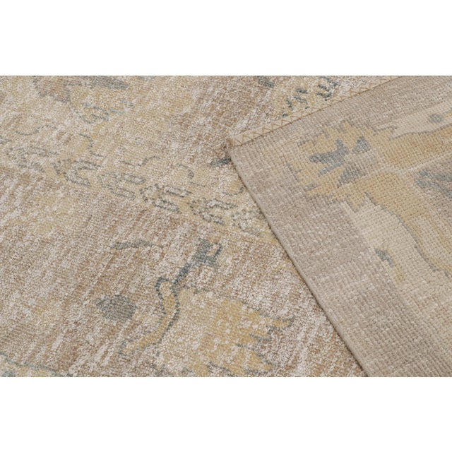 Rug & Kilim’s Oushak Style Rug With Beige-Brown, Blue and Gold Floral Patterns For Sale In New York - Image 6 of 7