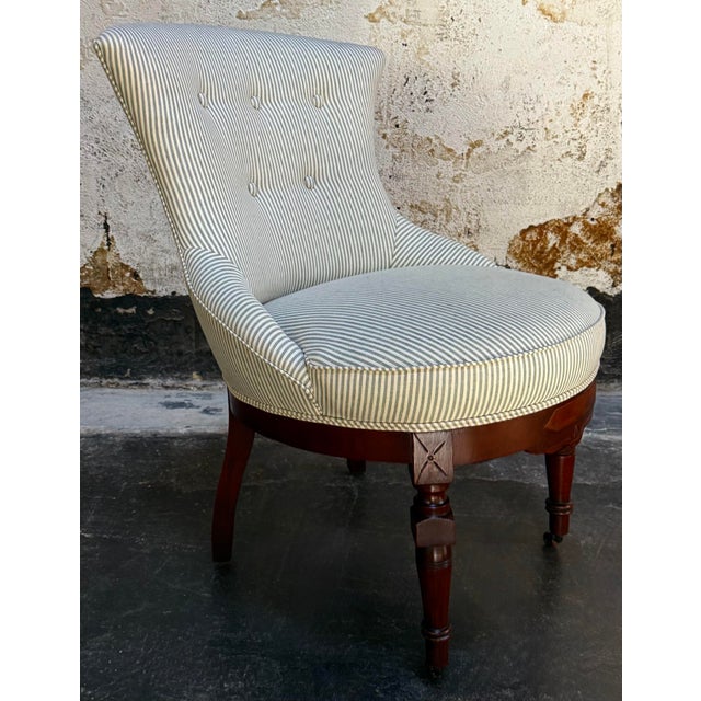 Green Swedish Rococo Revival Victorian Slipper “Emma” Chair C. 1880 - Fully Restored For Sale - Image 8 of 9