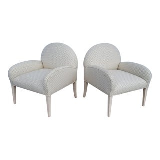 1980s Vintage Vladimir Kagan Style Club Arm Chairs- a Pair For Sale
