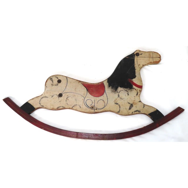 Antique American Hand Painted Childs Rocking Horse Side Panel For Sale - Image 9 of 13