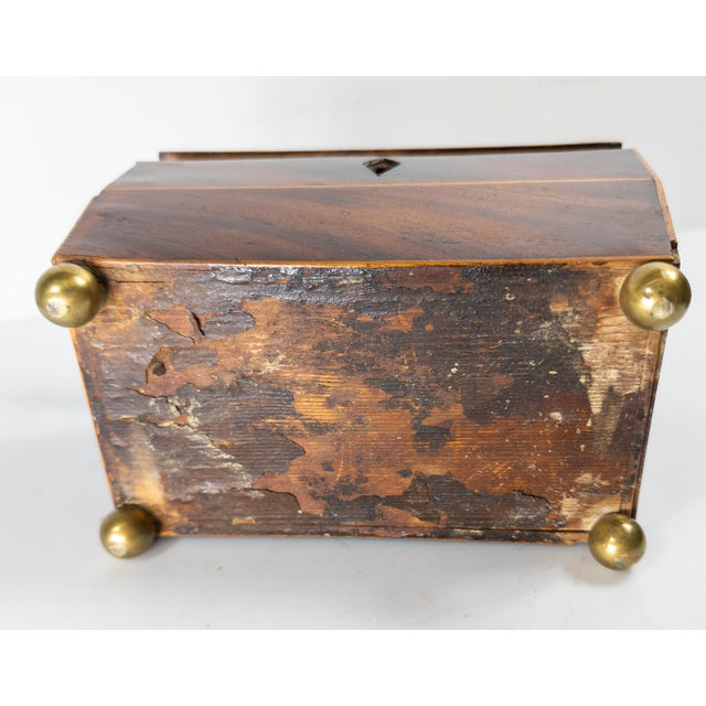 19th Century English Regency Sarcophagus Form Tea Caddy Box in Mahogany Veneer For Sale - Image 12 of 12