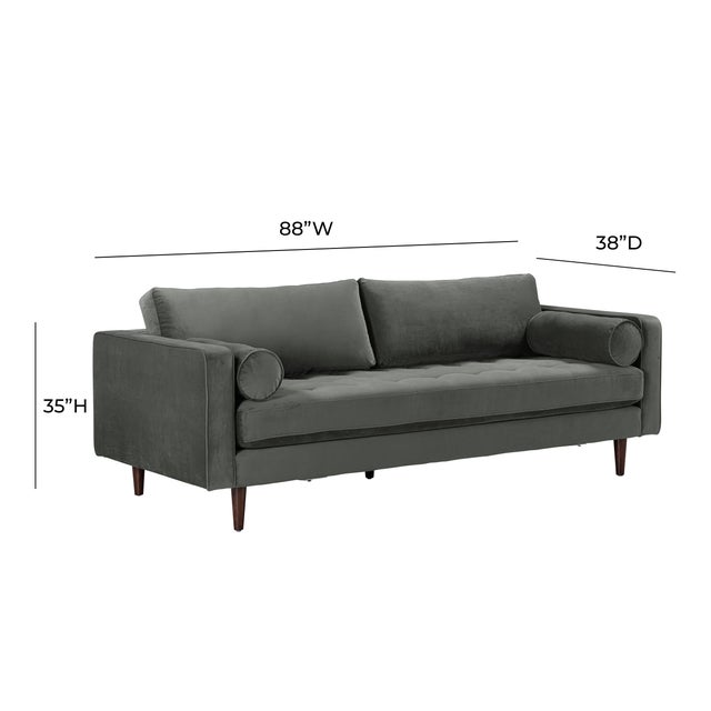 Cave Ash Gray Velvet Sofa For Sale In Los Angeles - Image 6 of 7