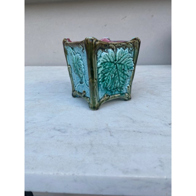 French Country Small French Majolica Cache Pot Onnaing, Circa 1890 For Sale - Image 3 of 7