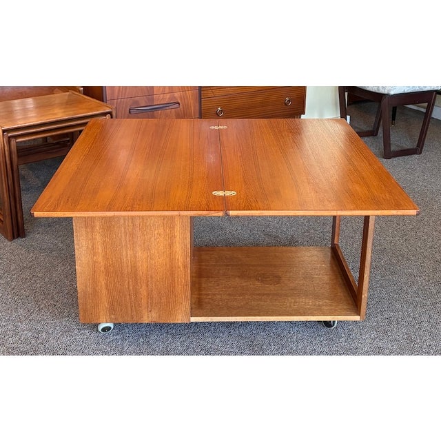 Mid Century Modern Teak Modular Swivel-Top Coffee or Games Table With Mini-Bar and Nesting Tables by McIntosh c.1960 For Sale - Image 15 of 17