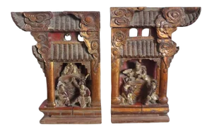 Qing Dynasty Chinese Architectural Temple Elements - a Pair