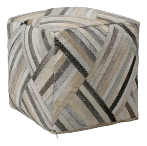 Neutral Stripes Goat Hide Pouf
