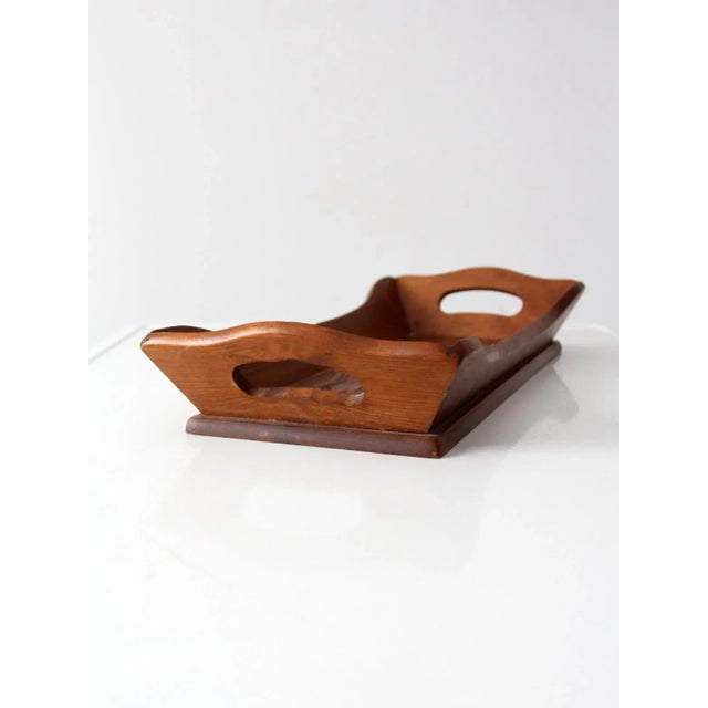 Vintage Carved Wood Farmhouse Tray For Sale - Image 4 of 11
