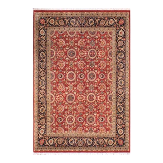Elegant Agra Tabriz Pak-Persian Red/Blue Wool Rug - 9'3'' X 12'2'' For Sale