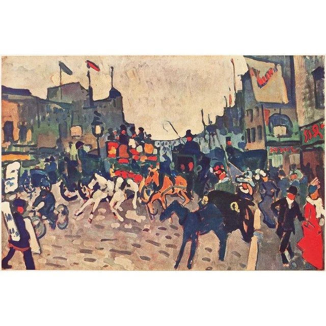 A rare excellent vintage First Edition period offset lithograph, print of painting "Rue De Londres" (London Street) by...