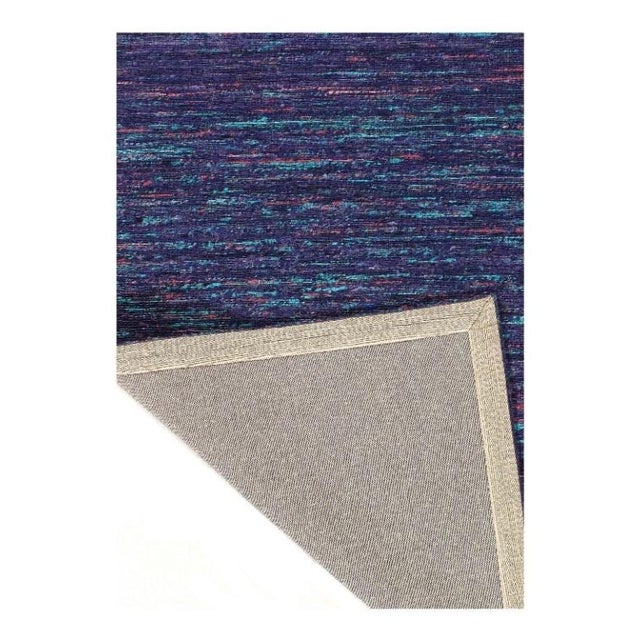 Modern Pasargad DC Blue Pink Sari-Silk Modern Flat Weave Rug For Sale - Image 3 of 4
