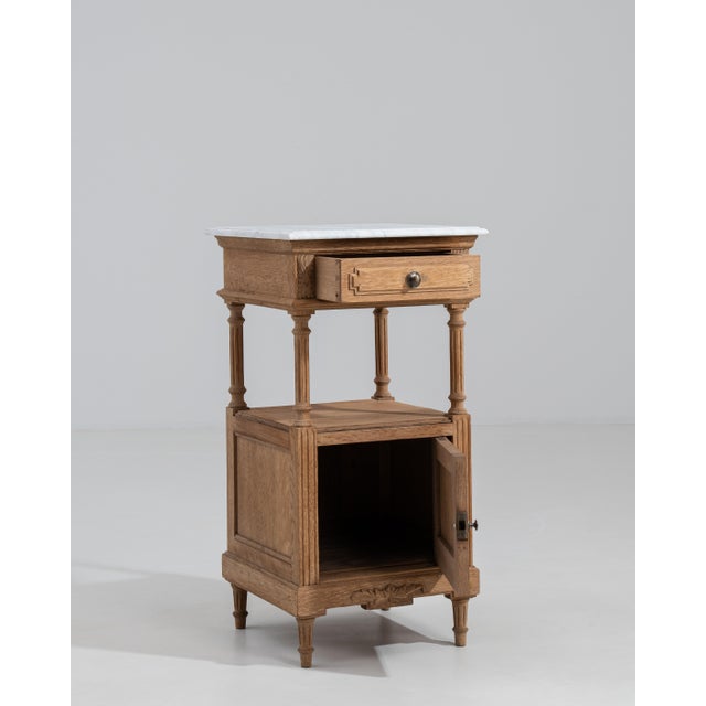 Wood Louis XVI Side Table With Marble Top France Early 1900s For Sale - Image 7 of 13