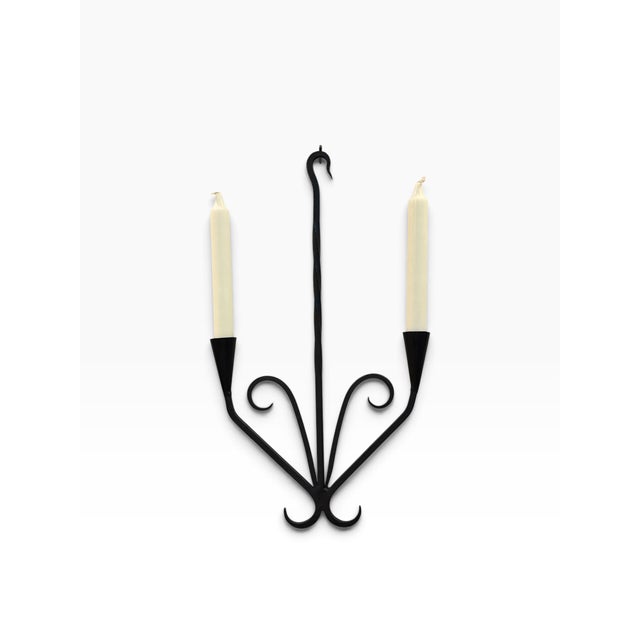 Vintage German Wrought Iron Two-Arm Wall Candle Sconce For Sale - Image 12 of 14