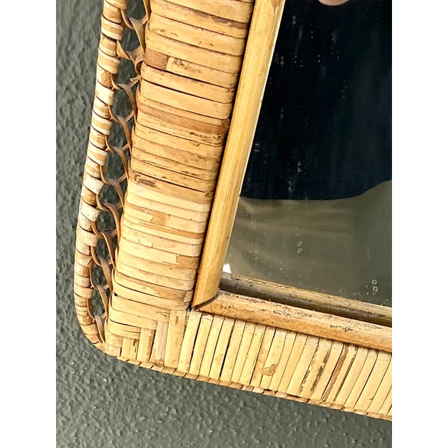 Vintage Woven Rattan Frame Mirror For Sale - Image 13 of 17