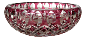 Cut Crystal Bowl with Ruby Overlay from Val Saint Lambert