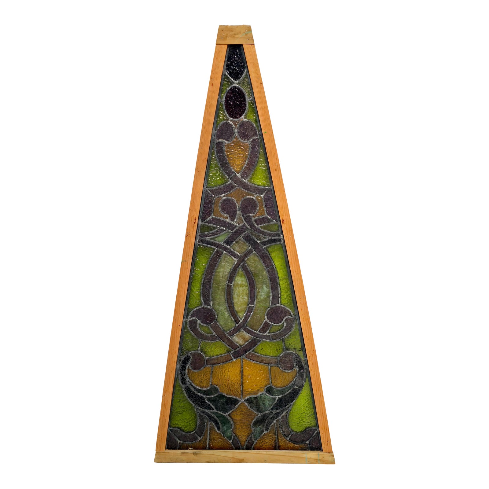 Late 20th Century Triangular Stained Glass Panel | Chairish