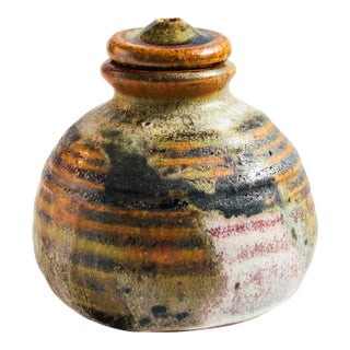 Vintage Studio Pottery Lidded Bud Vase For Sale