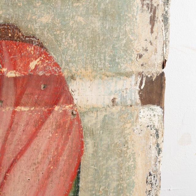 19th C. Original Oil on Wood Rustic Religious Painting of St.John the Evangelist For Sale - Image 10 of 13