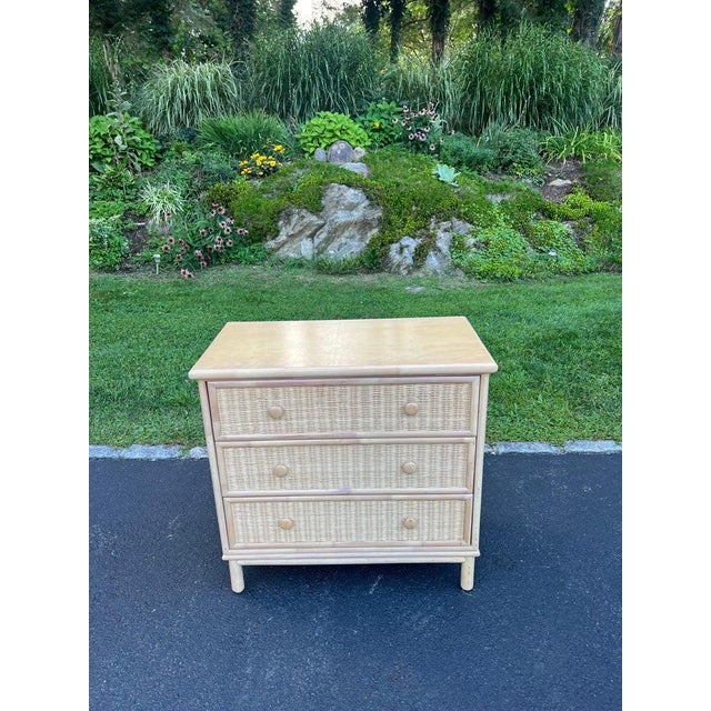 Petite Three Drawer Chest, Wicker and Wood, Bohemian Style, 1980s For Sale - Image 14 of 18