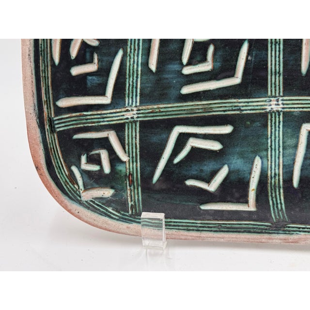 Late 20th Century Vintage MCM Studio Pottery Plaque Signed For Sale - Image 5 of 7