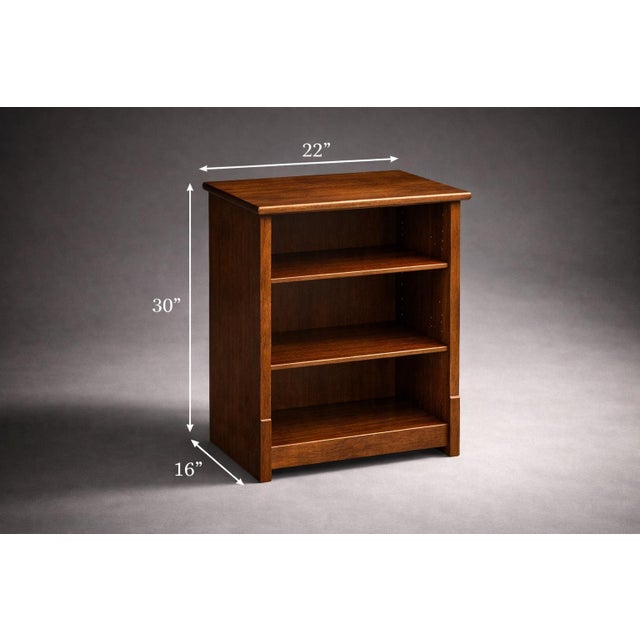 Modern Late 20th Century Solid Wood Open Shelf Nightstand / Side Cabinet in Cognac Walnut Finish With Adjustable Shelves For Sale - Image 3 of 5