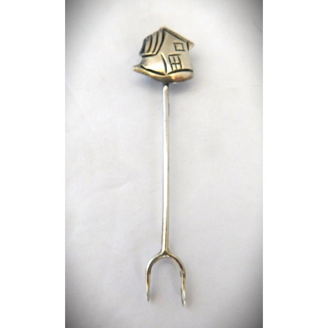 Mid-Century Modern English Sterling Vintage Assorted Home-Themed Appetizer Forks, Set of Eight, MCM For Sale - Image 3 of 11