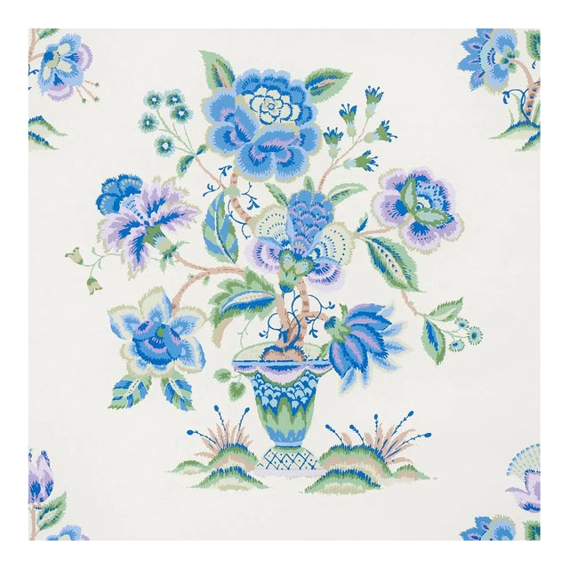 Sample - Schumacher Ashford Wallpaper in Cornflower & Lilac For Sale