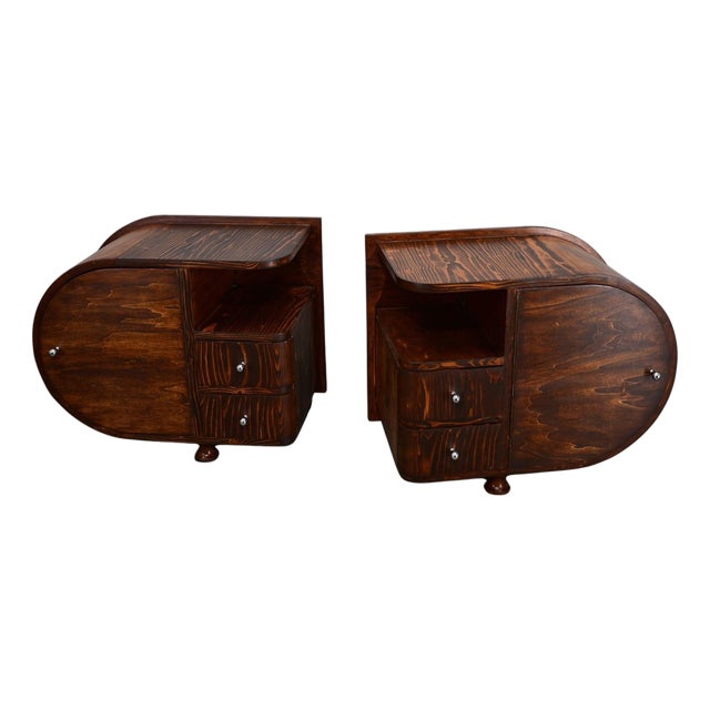 Art Deco Bedside Tables, Czechoslovakia, Set of 2 For Sale