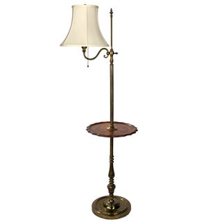 Traditional Victorian Wood Tray Floor Lamp For Sale