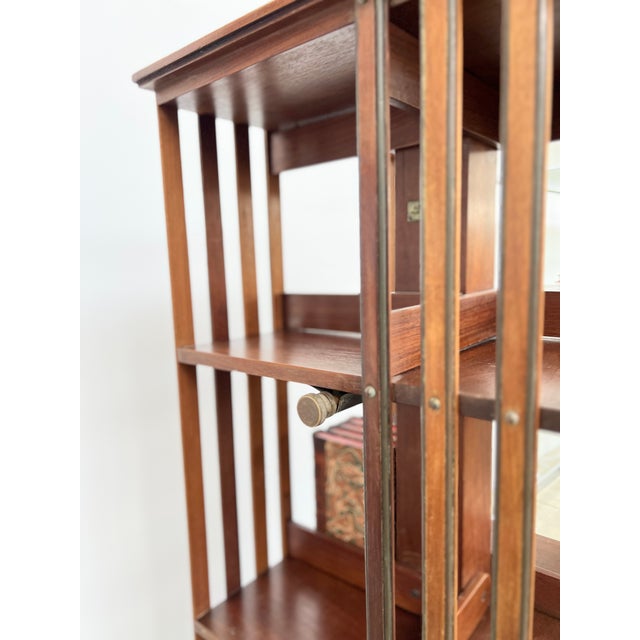 Mahogany and Brass Rotating Bookcase from G. Borgeaud, 1900 For Sale - Image 6 of 16