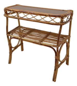 Vintage Bamboo and Wicker Entrance Console attributed to Franco Albini, 1970s