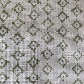 Laminated Green on Natural Peter Dunham Linen Fabric- 1 Yard For Sale