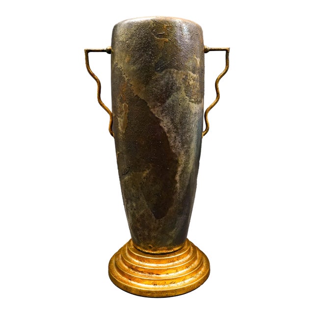 Tony Evans 1998 California Studio Raku Ceramic Art Pottery Monumental Vase For Sale