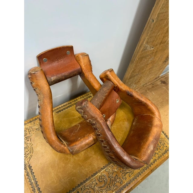 Mid 20th Century Mid 20th Century Vintage Pair of Leather Stirrups by ML Leddy’s in the Fort Worth Stockyards For Sale - Image 5 of 6