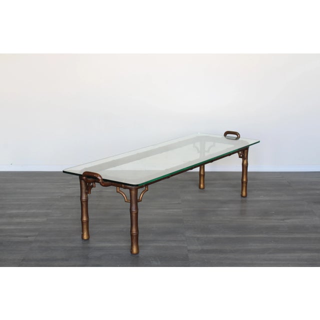 Glass Vintage Faux Bamboo Coffee Table With Glass Top For Sale - Image 7 of 7