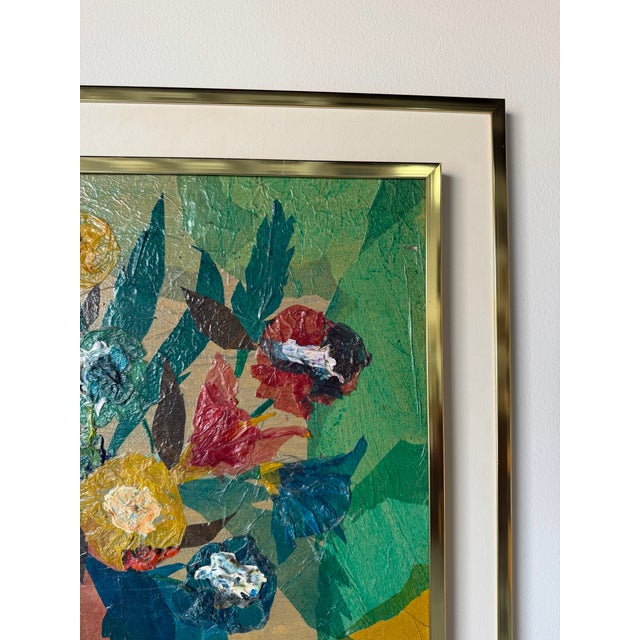 Wood 1980s Rhonda Mixed Media Floral Still Life Oil on Canvas Painting – Signed For Sale - Image 7 of 12