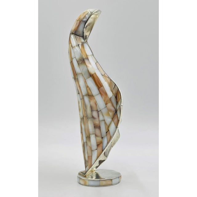 Metal 1980s Silver & Mother of Pearl Shell Madonna Sculpture by Emilia Castillo/Los Castillo For Sale - Image 7 of 18