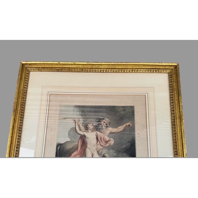 Classical Roman Antique Gilt Framed J. Clarke Litho Print of Achilles Instructed by Chiron For Sale - Image 3 of 7