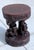 Burnt Umber Vintage Hand-Carved African Man & Woman Figural Stool – 20.5” H X 15.75” W Sculptural Tribal Side Table With Geometric Carving For Sale - Image 8 of 17