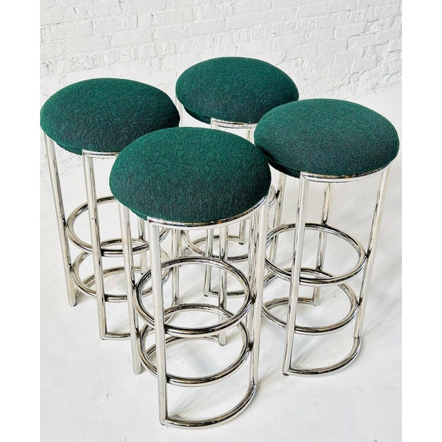 Art Deco Art Deco Chrome and Boucle Chase Bar Stools For Sale - Image 3 of 8