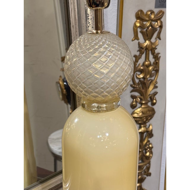 Modern Large Murano Cream Cone Form Lamps - a Pair For Sale - Image 3 of 5