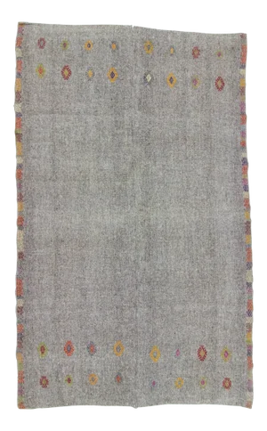 Vintage Turkish Kilim Handwoven Embroidered Grey Oversize Area Rug - 8′4″ × 13′5″