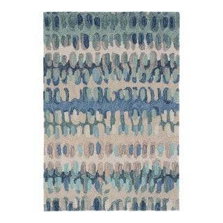 Dash & Albert by Annie Selke Paint Chip Blue Micro Hooked Wool Rug, 7' 6" x 9' 6" For Sale