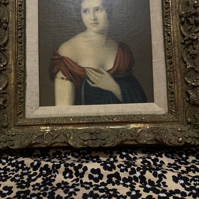 1960s "The Beautiful Greek": Marie Pauline Bonaparte Print on Board Framed Reproduction For Sale In New Orleans - Image 6 of 9