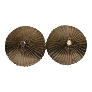 Antique Silver Decorative Umbrella Shaped Design Accents Detailed - a Pair For Sale