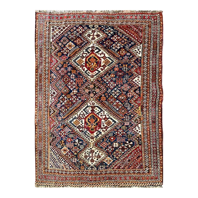 Early 20th Century Antique Qashqai/ Shiraz Rug, 4'6" X 6'2", #17428 For Sale